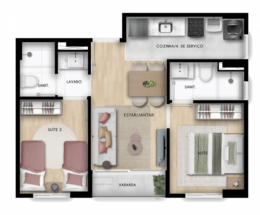 Tipo 1 · 42,07 m² de área privativa